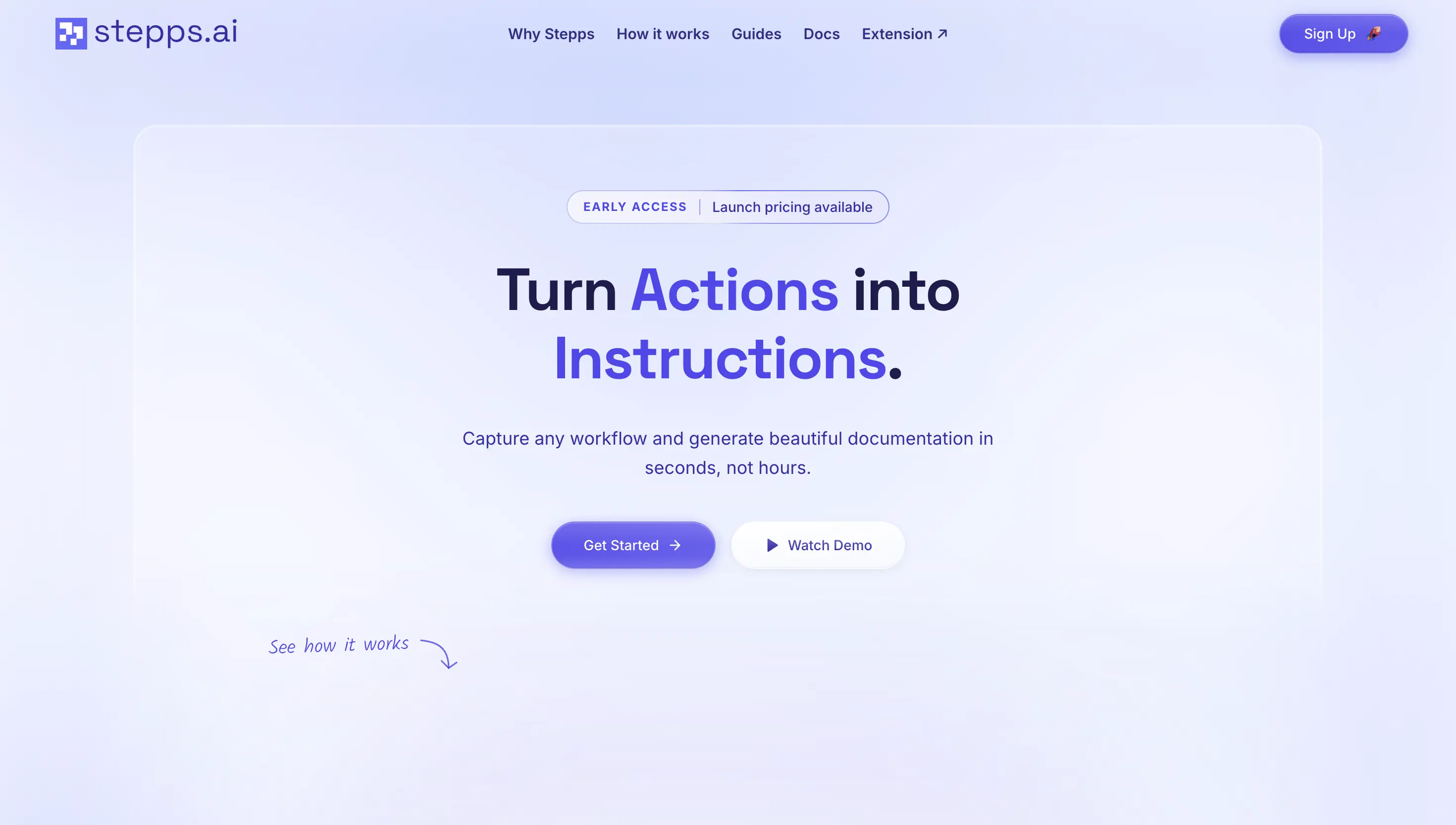 Stepps product landing page.
